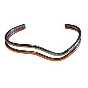 Vintage Sergio Lub Wavy Cuff Bracelet Two Tone Copper & Silver